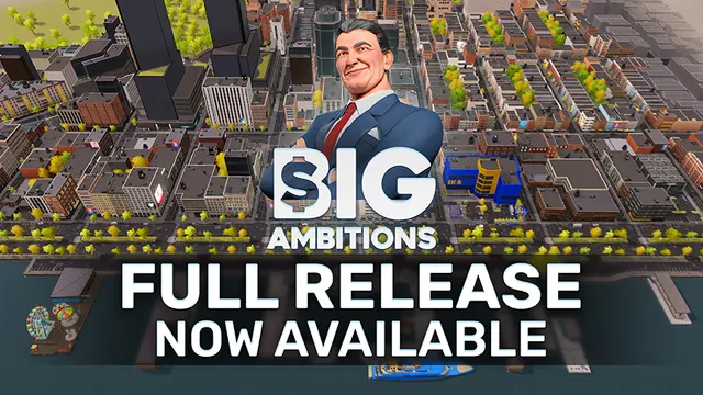 The official Big Ambitions 1.0 full-release announcement artwork