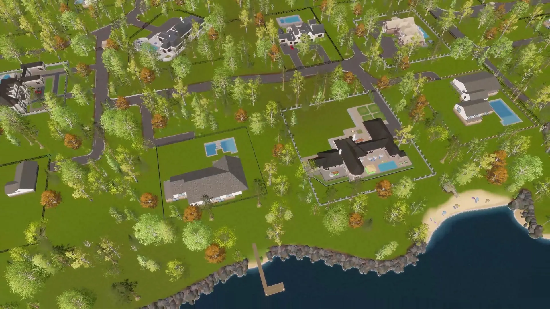 The Hamptons waterfront and mansions in the official Big Ambitions 1.0 preview